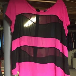 Torrid Pink and Black Sheer Top